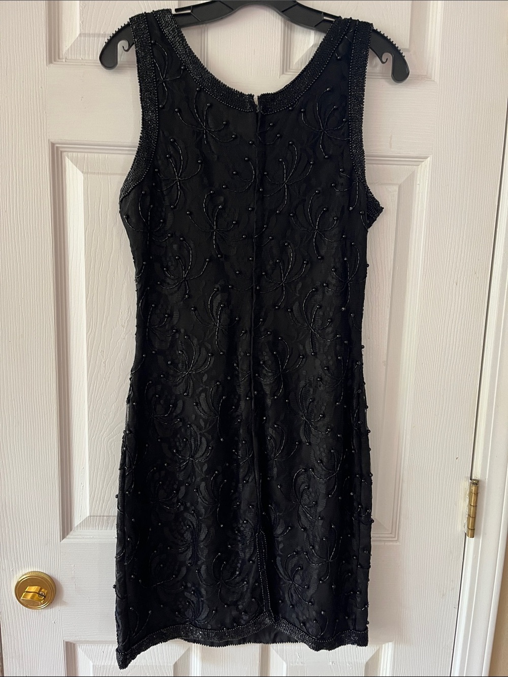 Scala Black Beaded Sleeveless Mini Dress W/Matching Ling Sleeve Coat - Picture 3 of 7